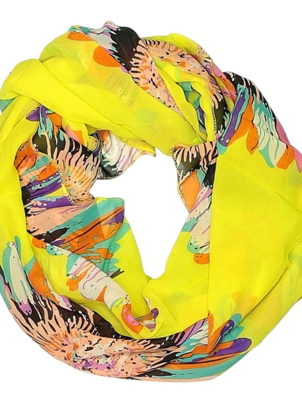 Vibrant Yellow Multi-Print Lightweight Infinity Scarf